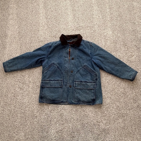 EUC Woolrich Women’s Denim Wool Blanket Lined Chore Barn Coat Jacket Sz XL - Picture 2 of 10